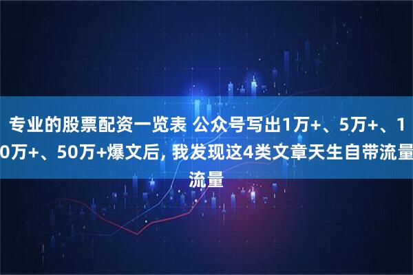 专业的股票配资一览表 公众号写出1万+、5万+、10万+、50万+爆文后, 我发现这4类文章天生自带流量
